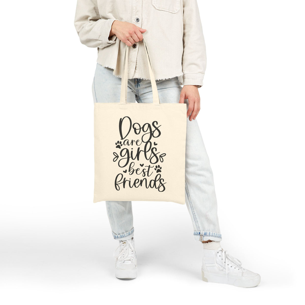 Dogs Are Girls Best Friends Cotton Canvas Tote Cute Dog Lover Grocery Bag