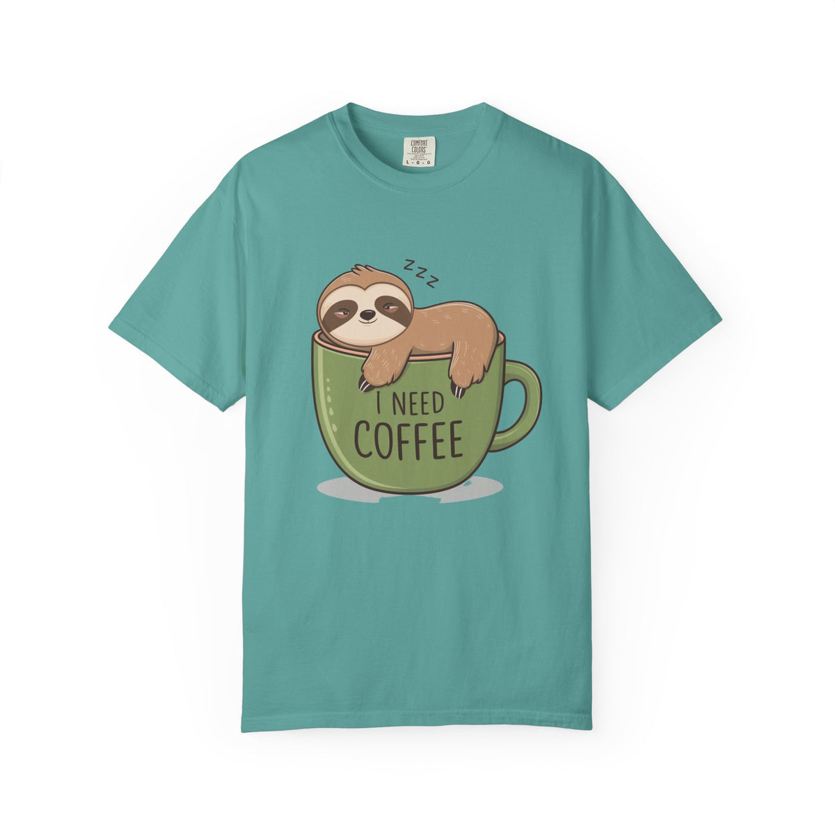 I Need Coffee Sloth Graphic T-Shirt Unisex Coffee Lover Short Sleeve Tee
