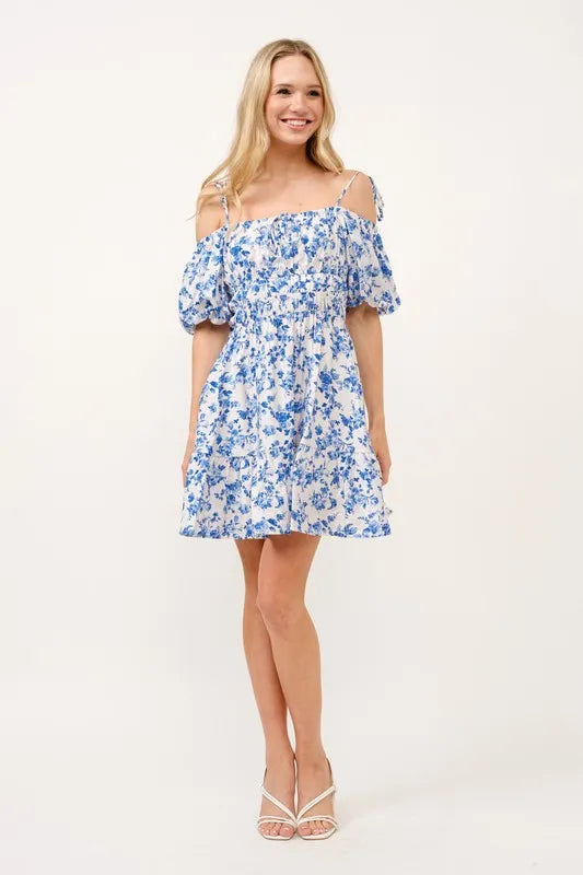 And The Why Off Shoulder Bubble Sleeve Dress - Sydney So Sweet