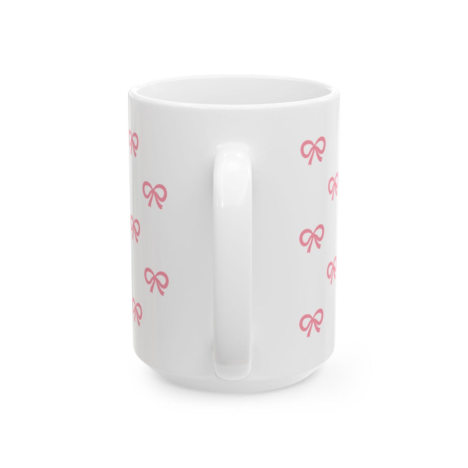 Pink Bow Pattern Ceramic Mug — Cute All-Over Ribbon Design (11oz & 15oz)