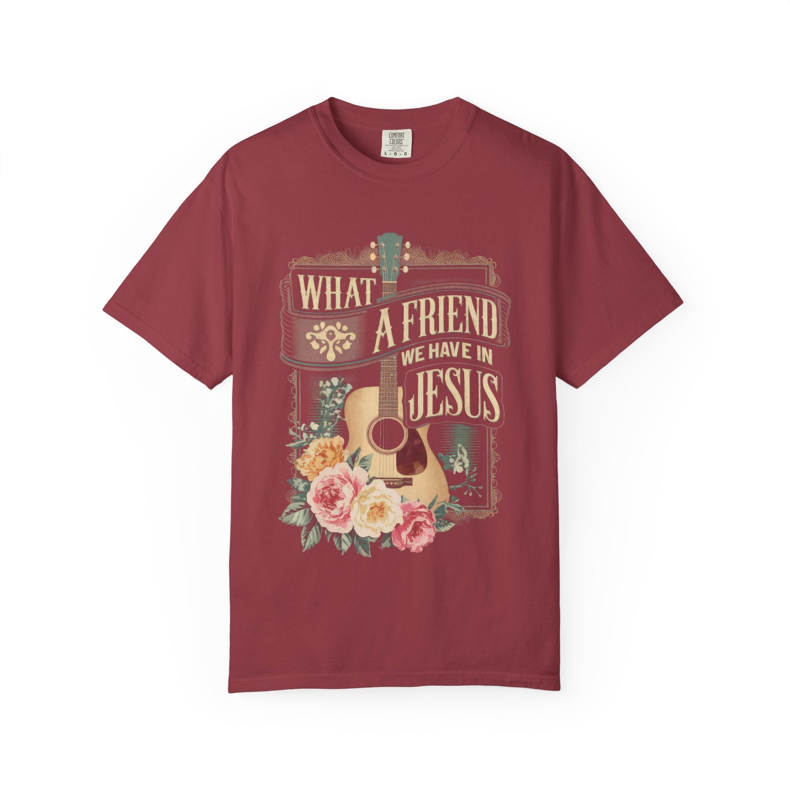 What a Friend We Have in Jesus Floral Vintage Tee Christian Guitar T-Shirt