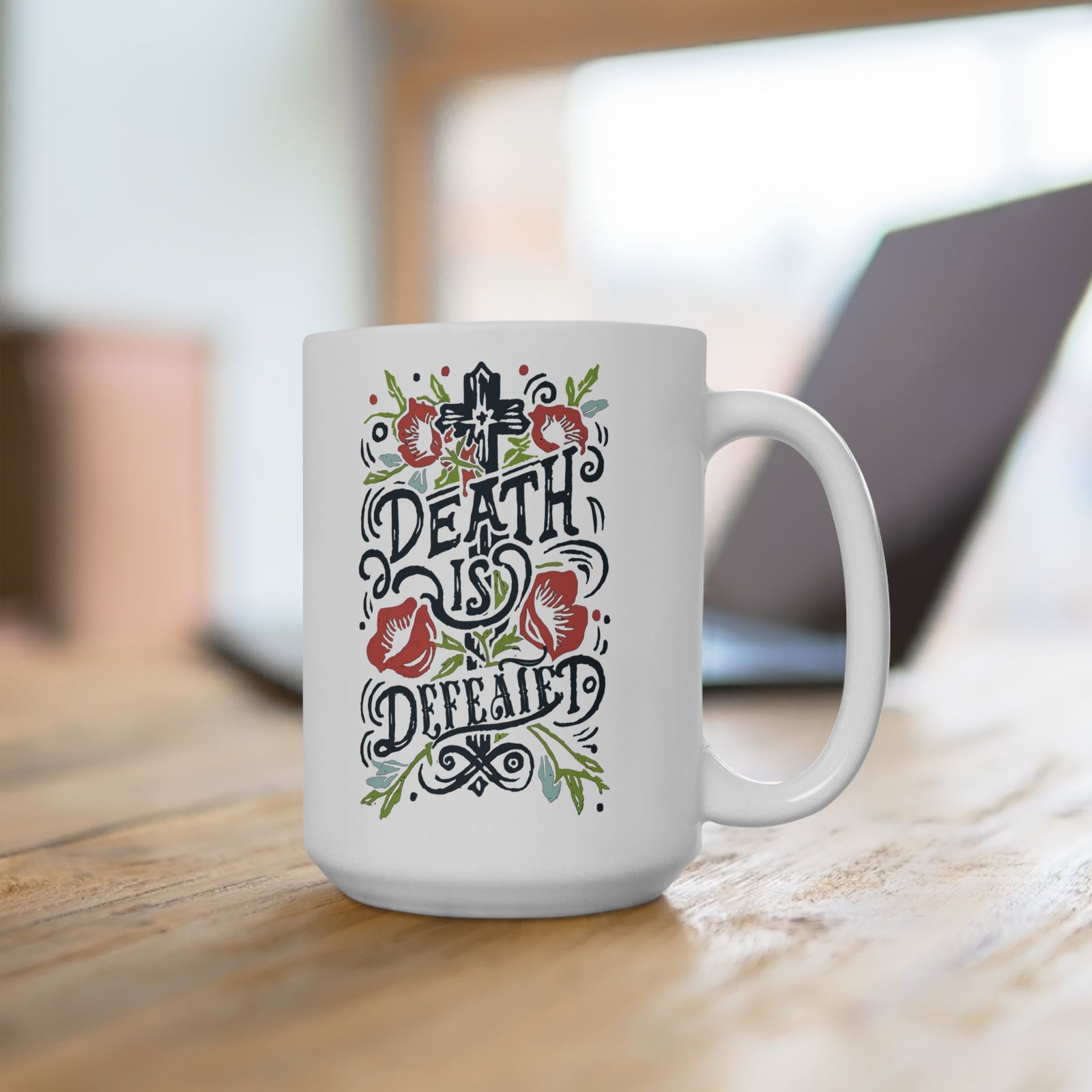 Death is Defeated Easter Christian Ceramic Mug Coffee Cup (11oz & 15oz)