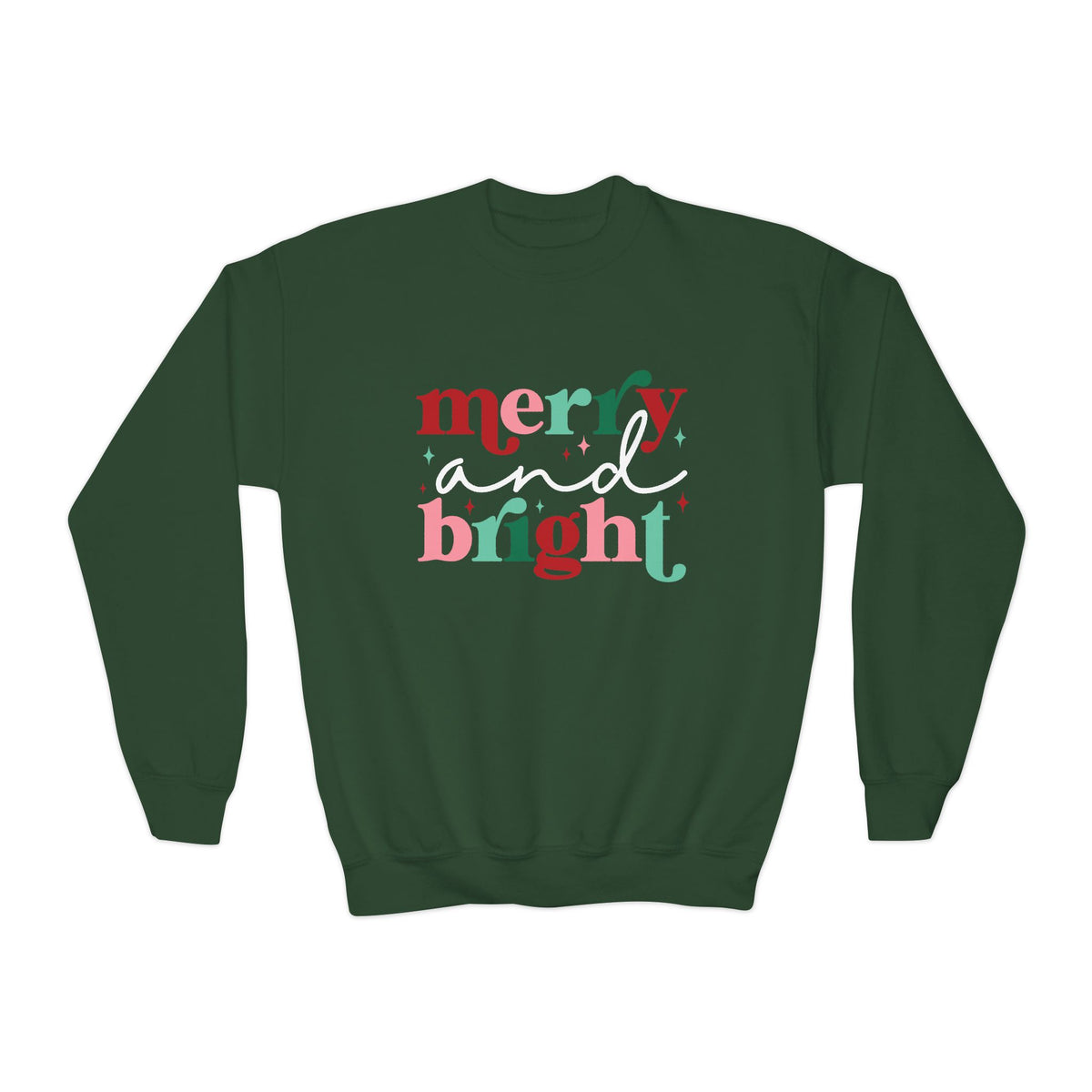 Merry & Bright Christmas Crewneck Youth Sweatshirt