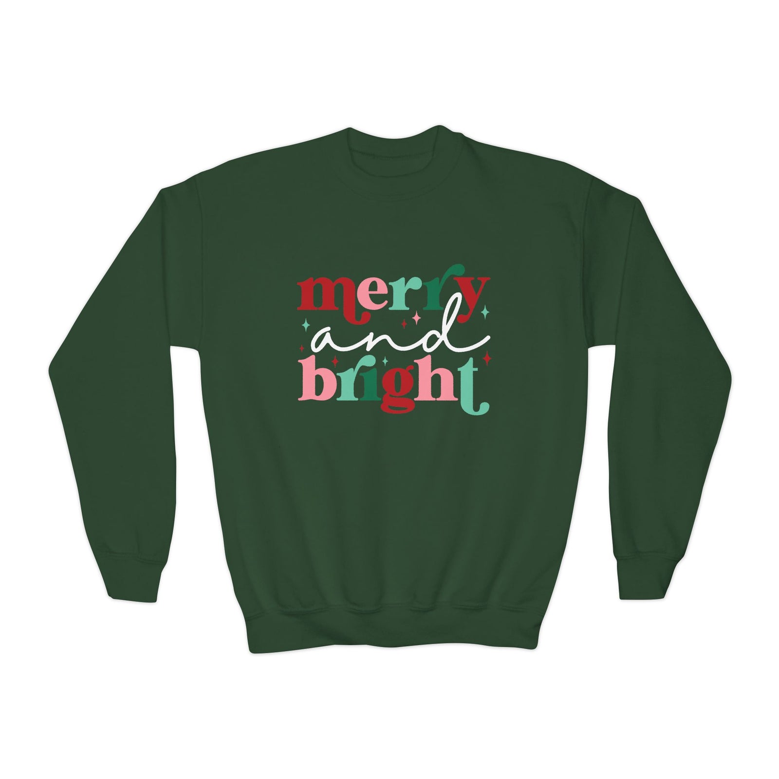 Merry & Bright Christmas Crewneck Youth Sweatshirt