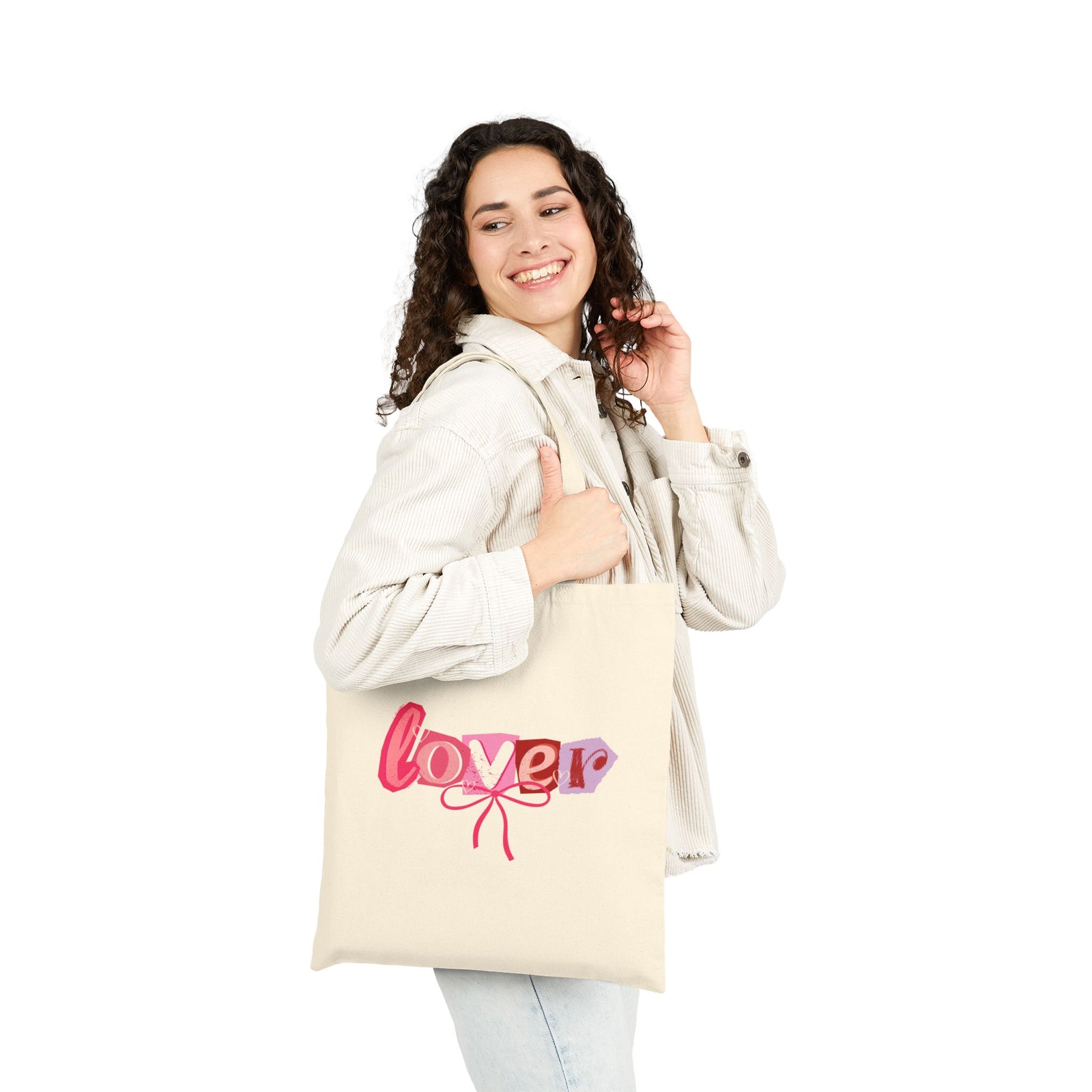 Pink Lover Magazine Cut Out Cotton Canvas Tote Bag