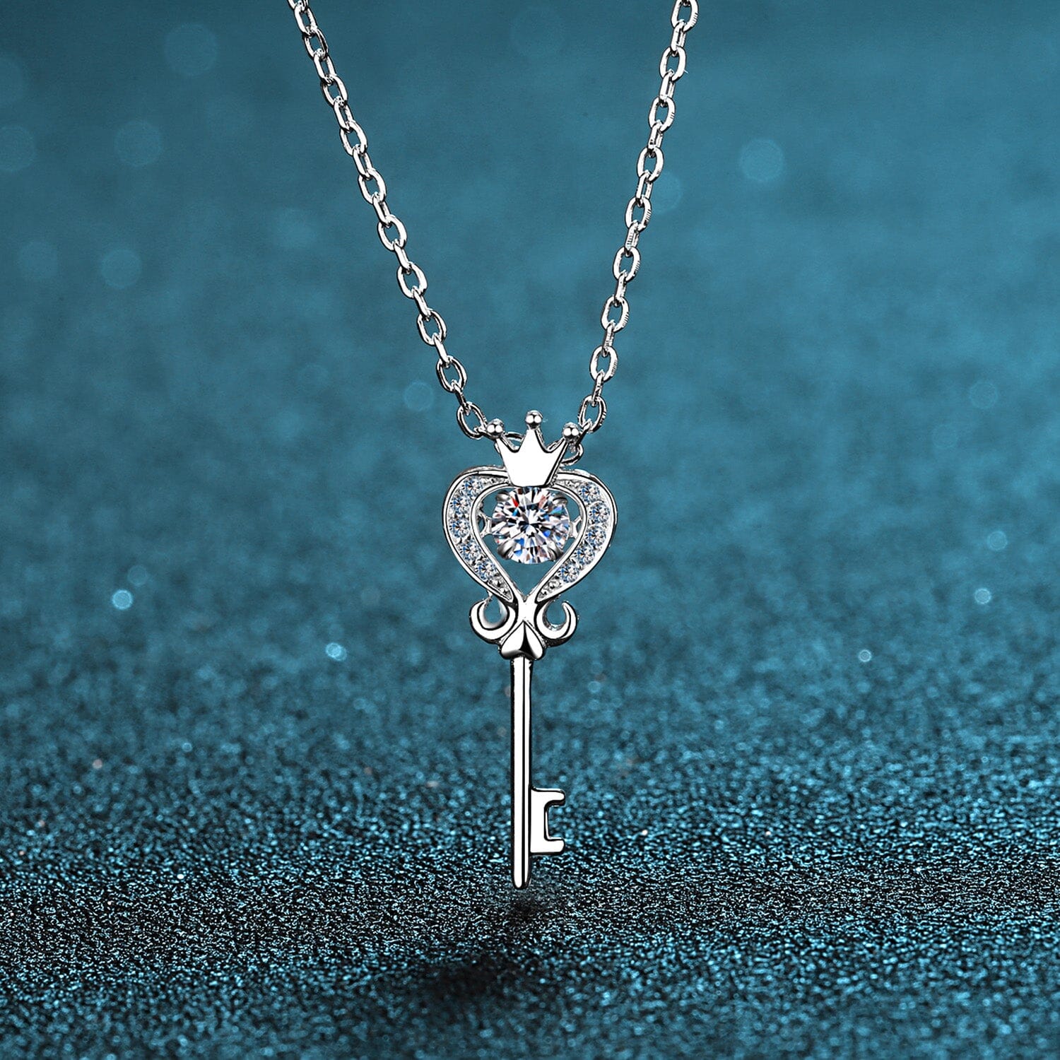 Key Shape Moissanite 925 Sterling Silver Necklace - Sydney So Sweet