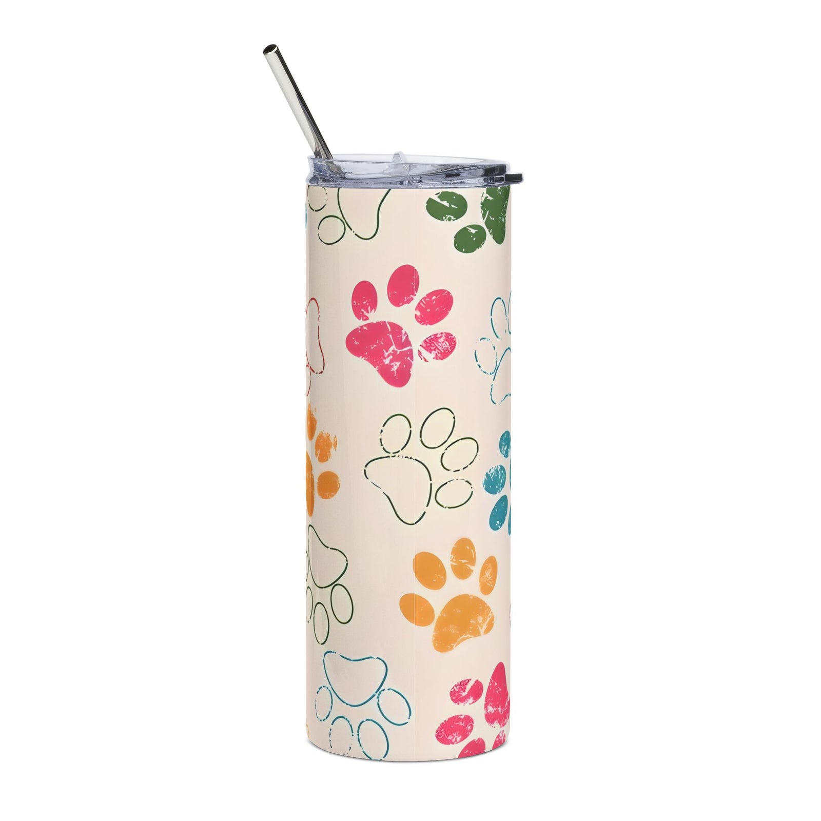Paw Print Watercolor 20oz Stainless Tumbler Insulated Travel Cup - Sydney So Sweet