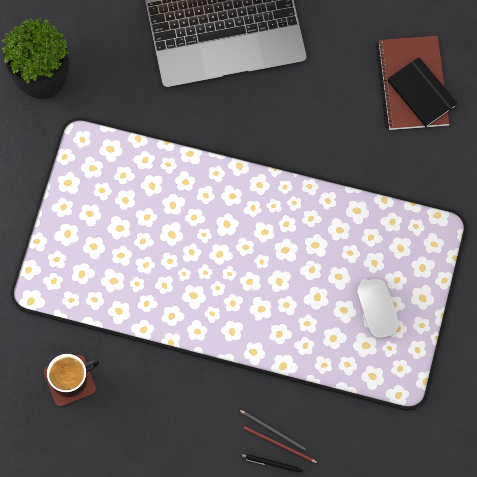 Floral Desk Mat - Lavender Daisy Flower Design for Home Office Decor - Sydney So Sweet