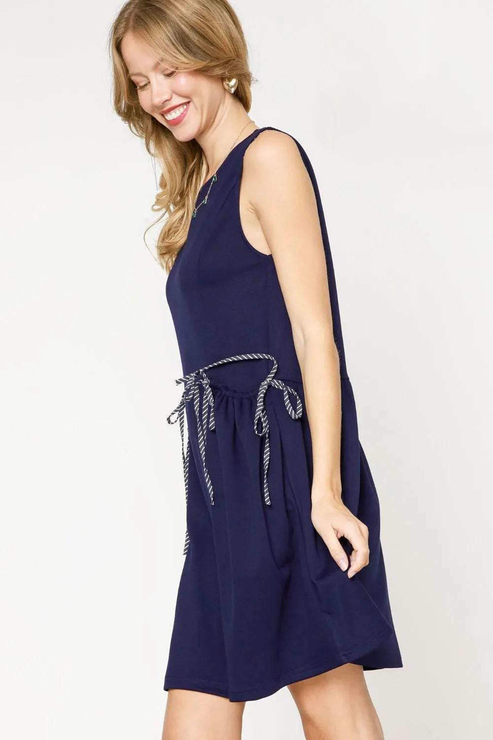 Umgee Round Neck Sleeveless Tank Dress with Pockets - Sydney So Sweet