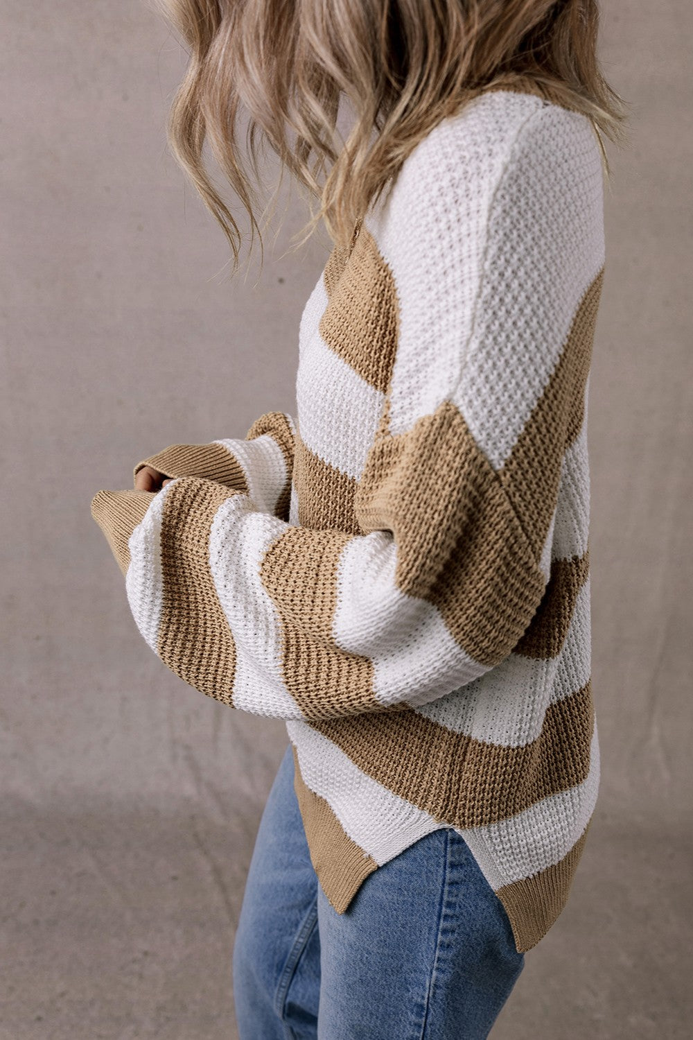 Color Block Round Neck Sweater - Sydney So Sweet