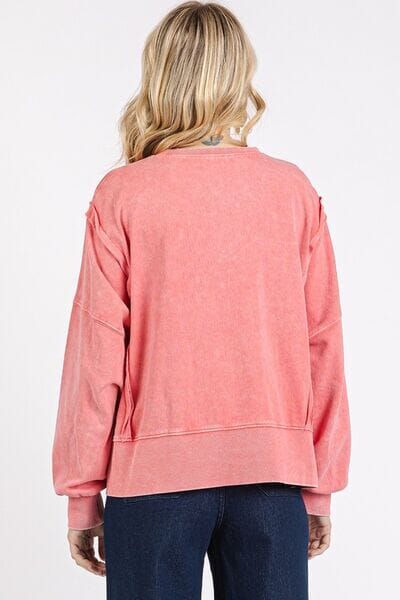 Mittoshop Side Slit Exposed Seam Round Neck Sweatshirt - Sydney So Sweet