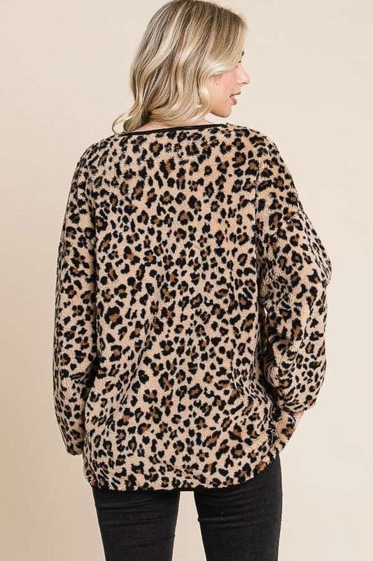 Culture Code Leopard Faux Fur Round Neck Top - Sydney So Sweet