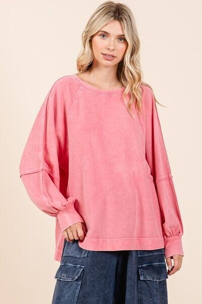 Mittoshop Mineral Wash Raglan Long Sleeve Oversized Top - Sydney So Sweet