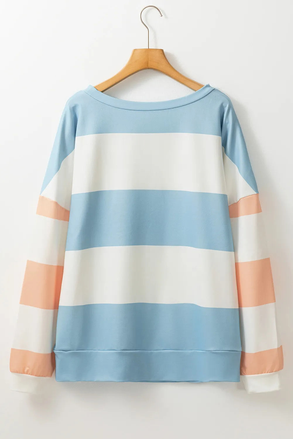 Contrast Color Block Round Neck Long Sleeve Top - Sydney So Sweet