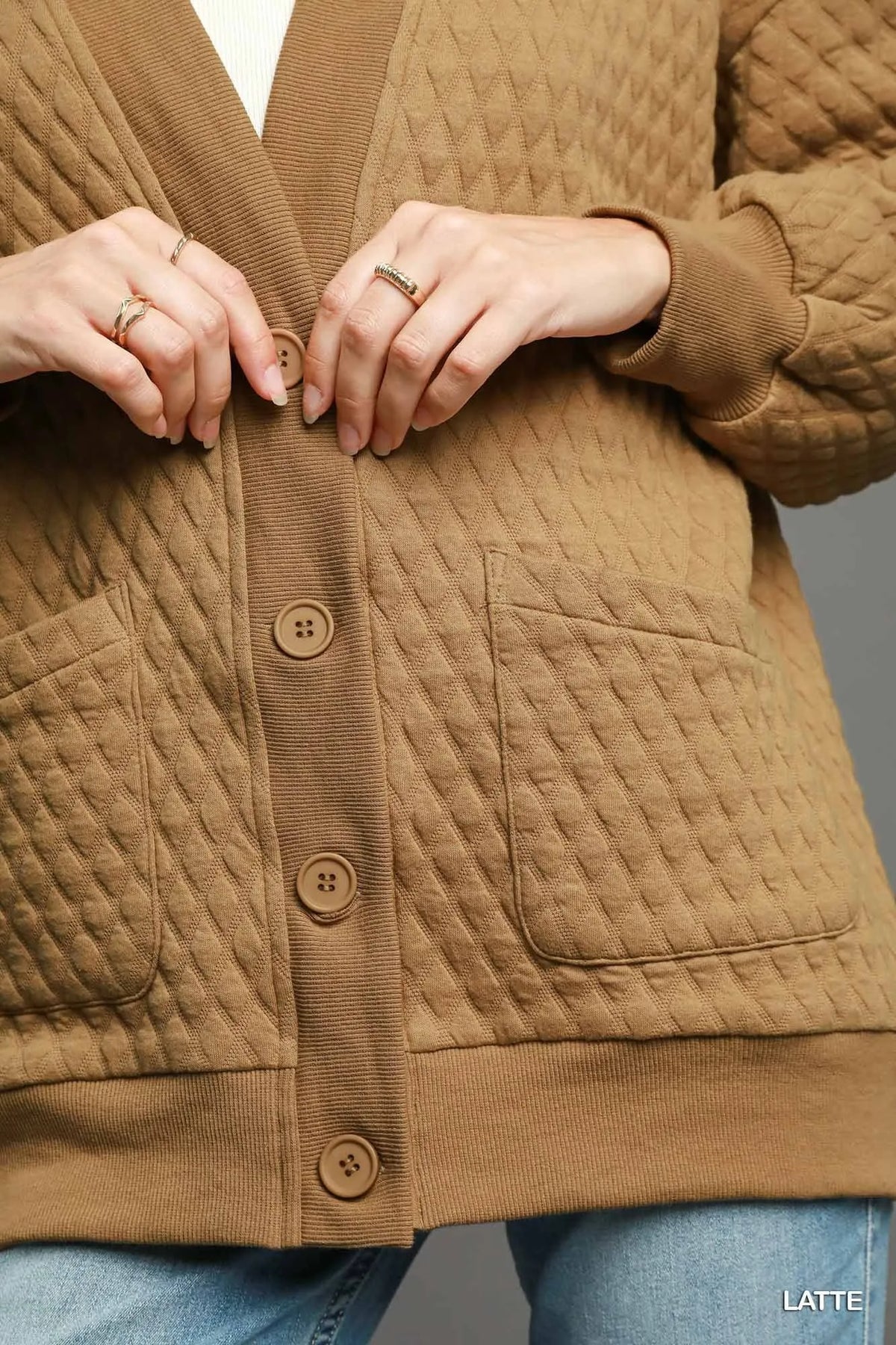 Umgee Button-Up Jacquard Cardigan - Sydney So Sweet