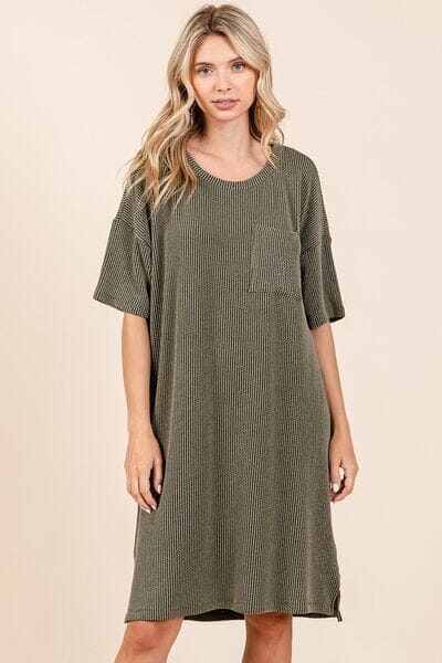 Mittoshop Urban Rib Knit Short Sleeve Tee Dress - Sydney So Sweet