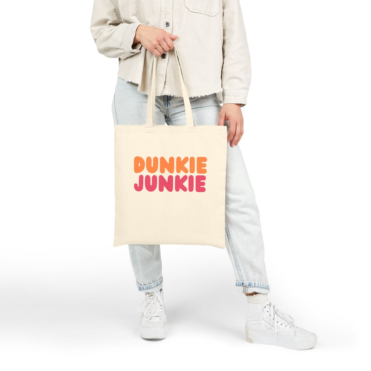Dunkie Junkie Retro Coffee Lover Grocery Market Canvas Tote Bag