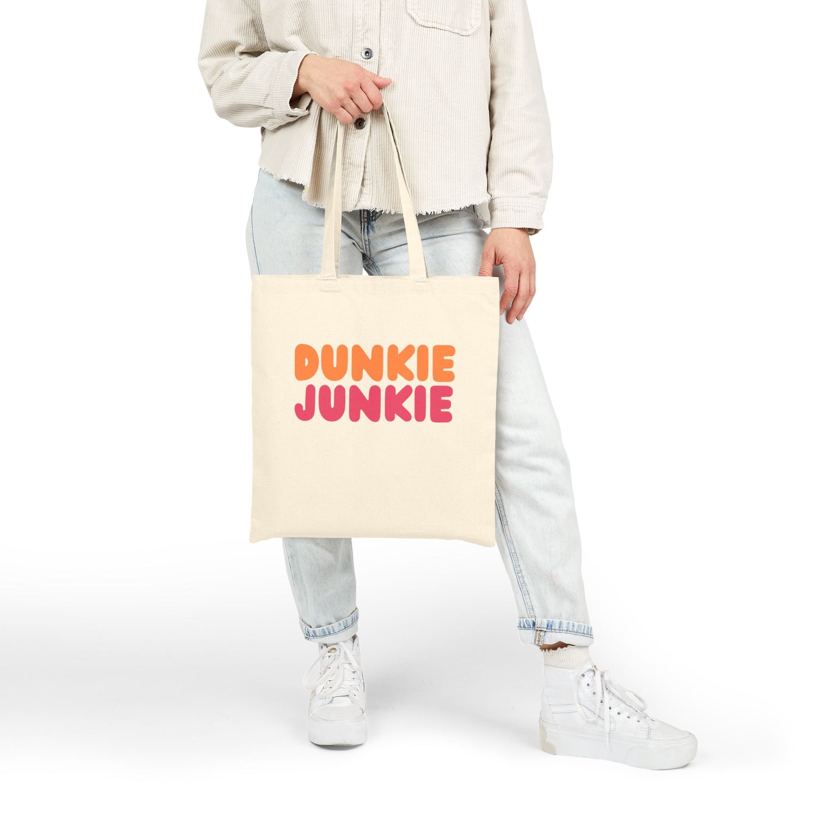 Dunkie Junkie Retro Coffee Lover Grocery Market Canvas Tote Bag