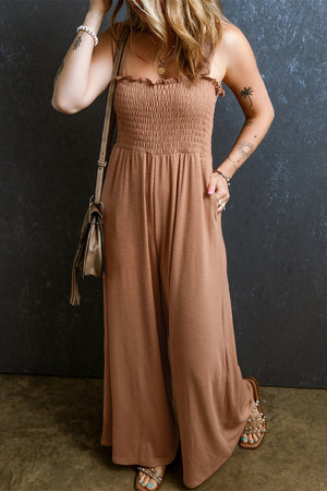 Frill Smocked Wide Leg Jumpsuit - Sydney So Sweet