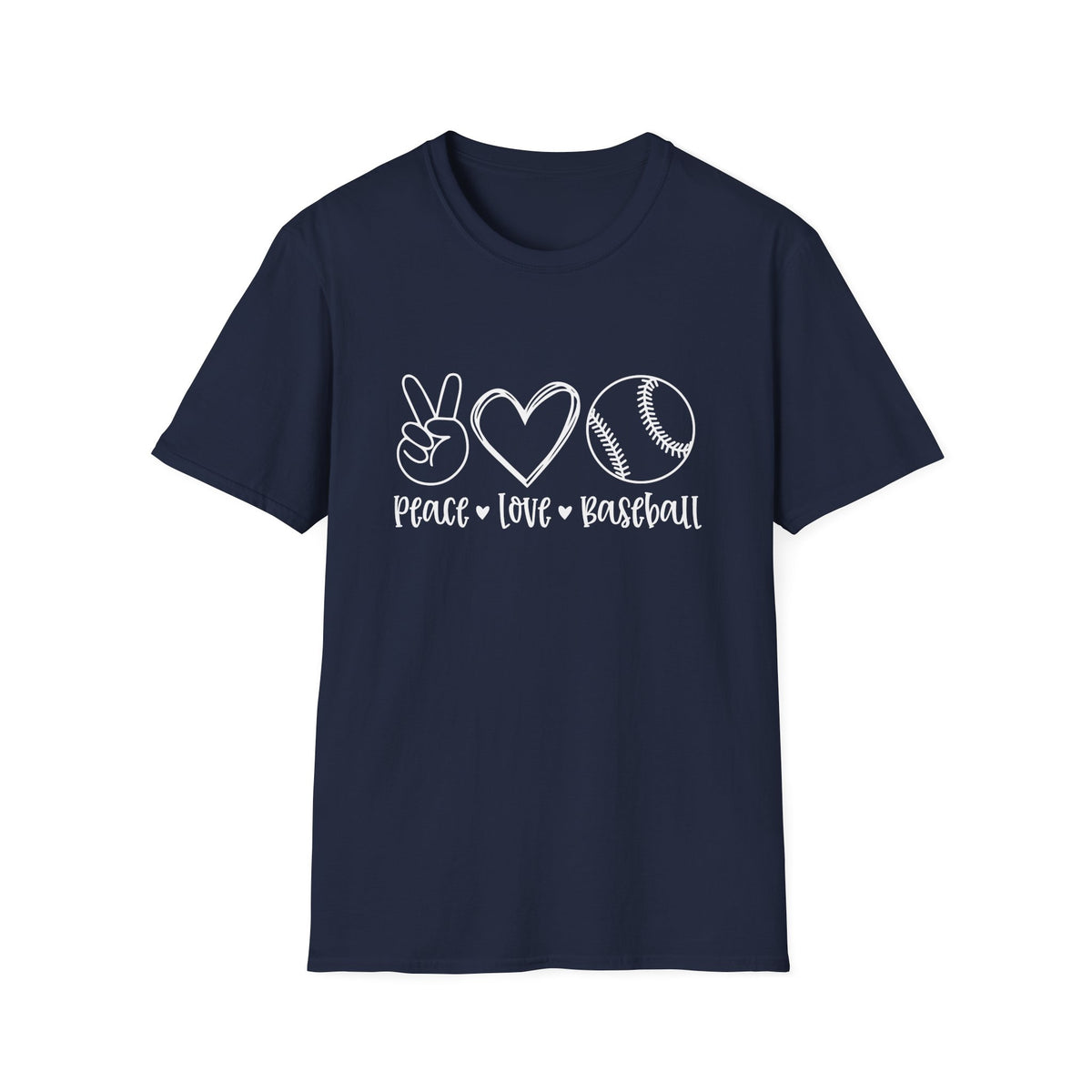 Peace Love Baseball Graphic T-Shirt Cute Sports Mom Tee (12 Team Colors)