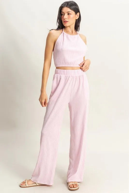 HYFVE Striped Halter Neck Top and Pants Set - Sydney So Sweet
