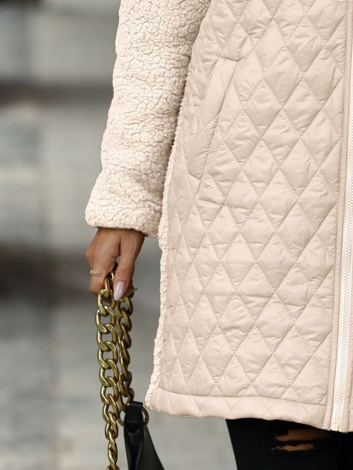 Texture Zip Up Long Sleeve Hooded Coat - Sydney So Sweet