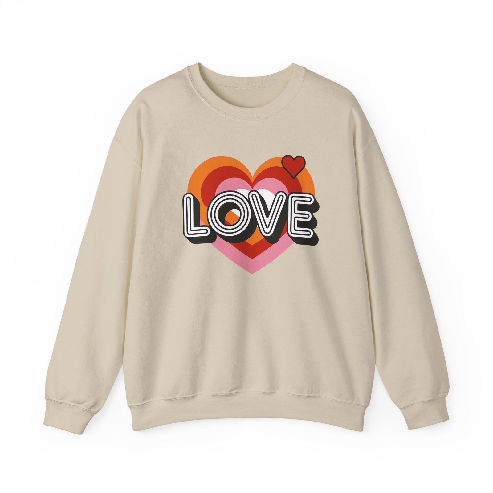 Love Retro Heart Valentine's Day Women's Heavy Blend Cozy Crewneck Sweatshirt - Sydney So Sweet