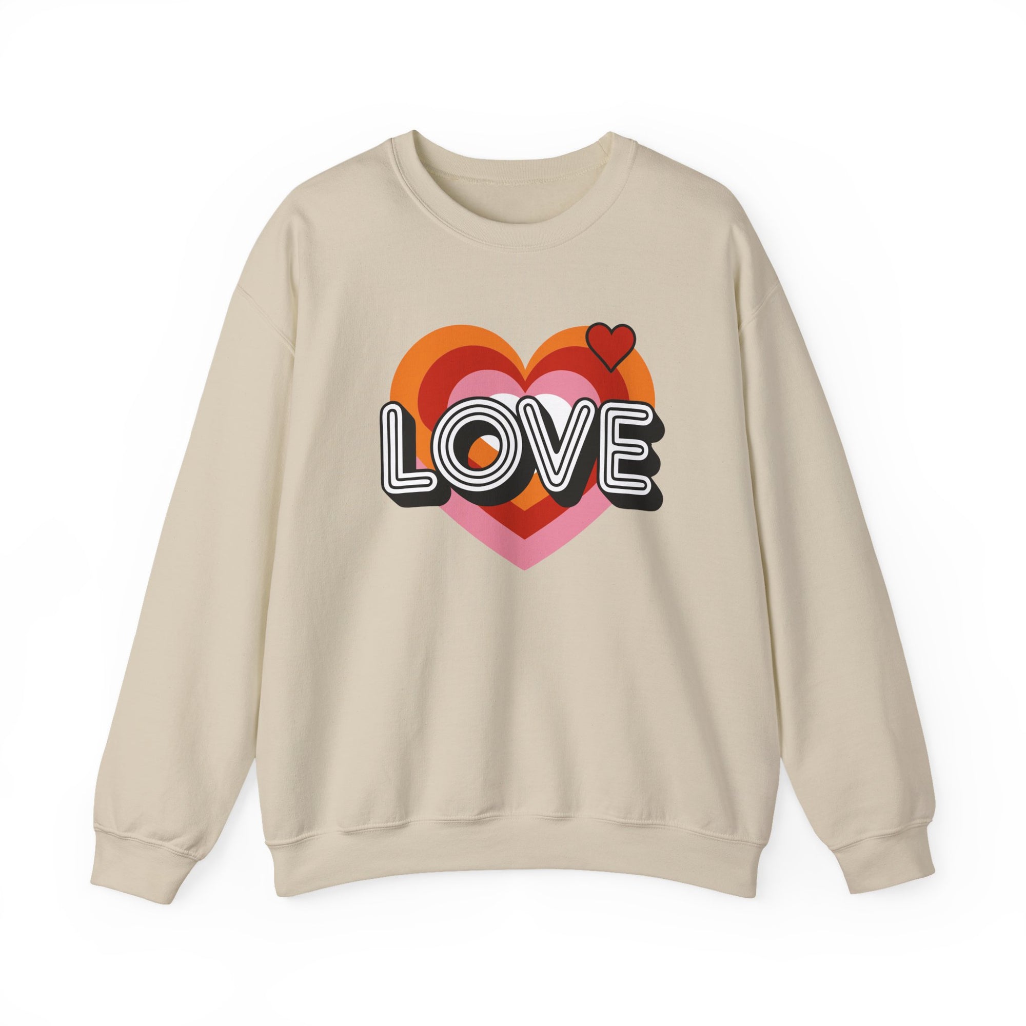Love Retro Heart Valentine's Day Women's Heavy Blend Cozy Crewneck