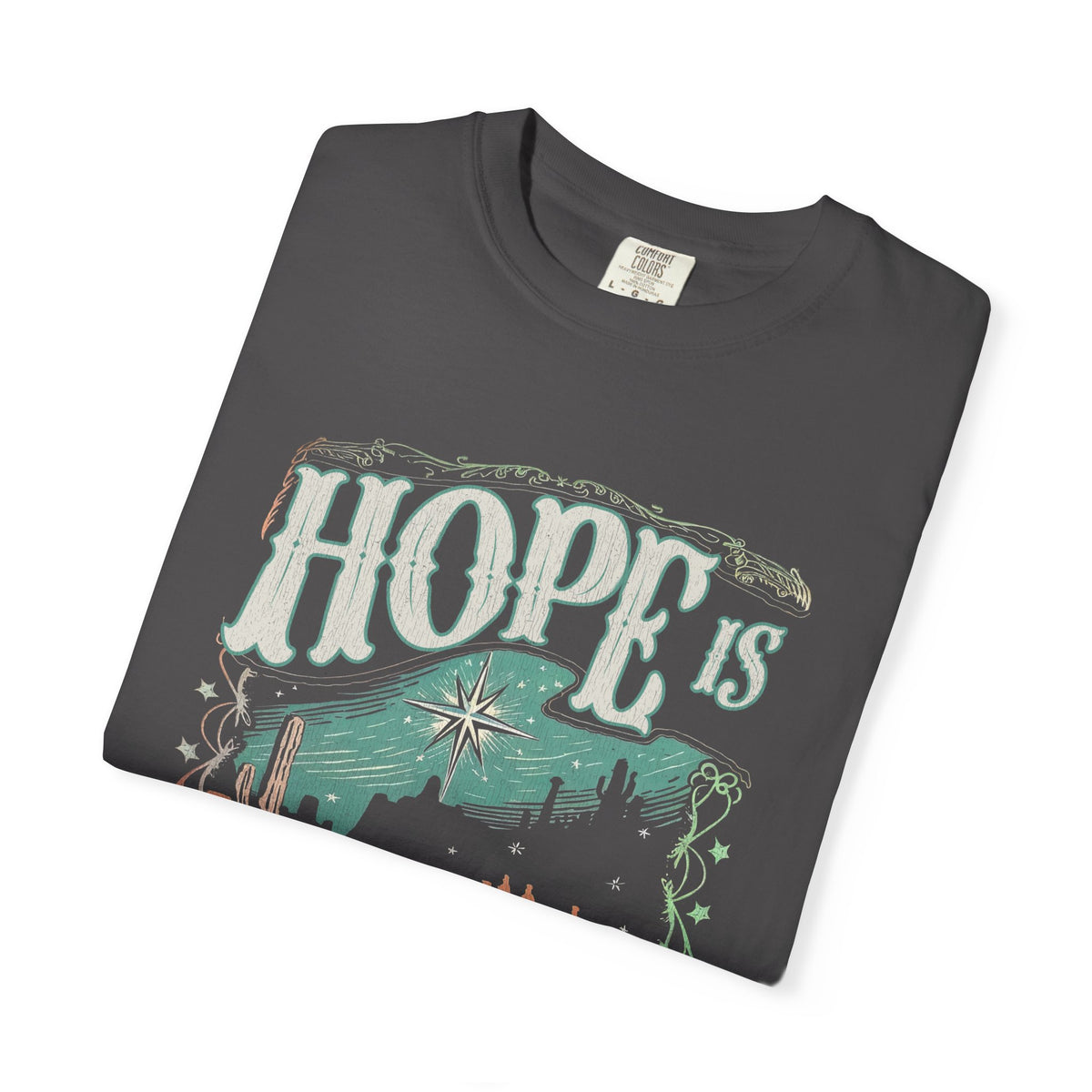 Hope is Born Christmas T-Shirt Christian Distressed Western Graphic Tee