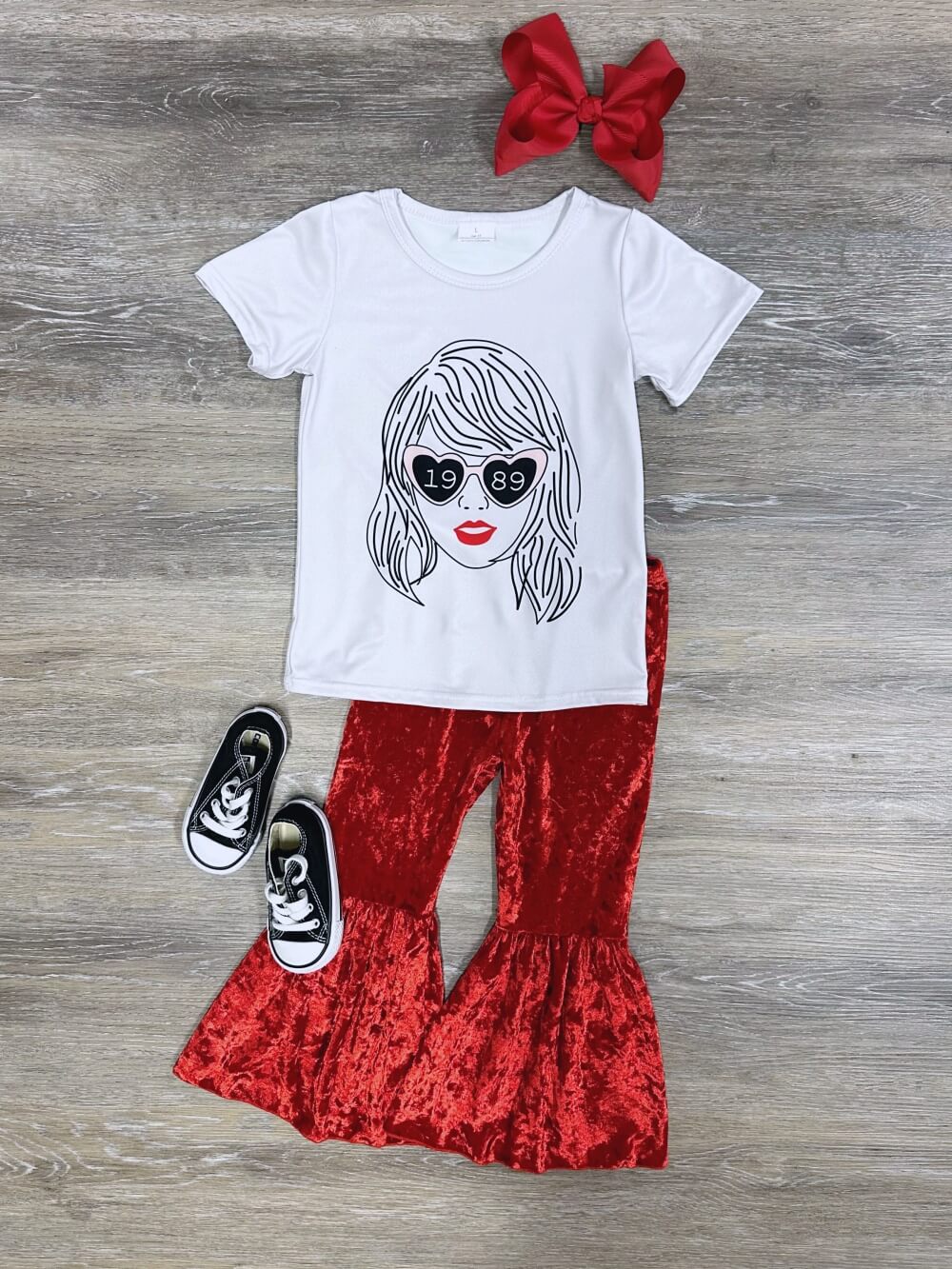 1989 Sunglasses Girls Red Velvet Bell Bottoms Outfit - Sydney So Sweet