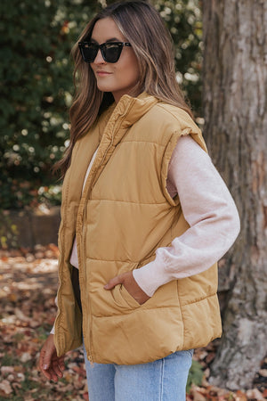 Pocketed Zip Up Vest Coat - Sydney So Sweet