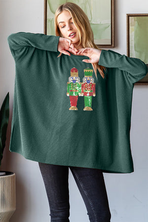 Sequin Nutcracker Long Sleeve Ribbed Top - Sydney So Sweet