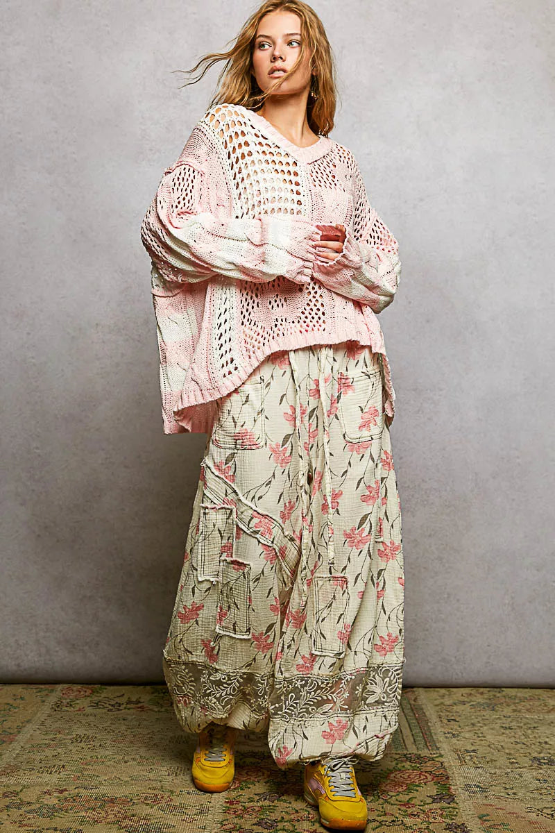 POL Color-Blocked Stripe Pattern Knit Top with Twisted Weave - Sydney So Sweet