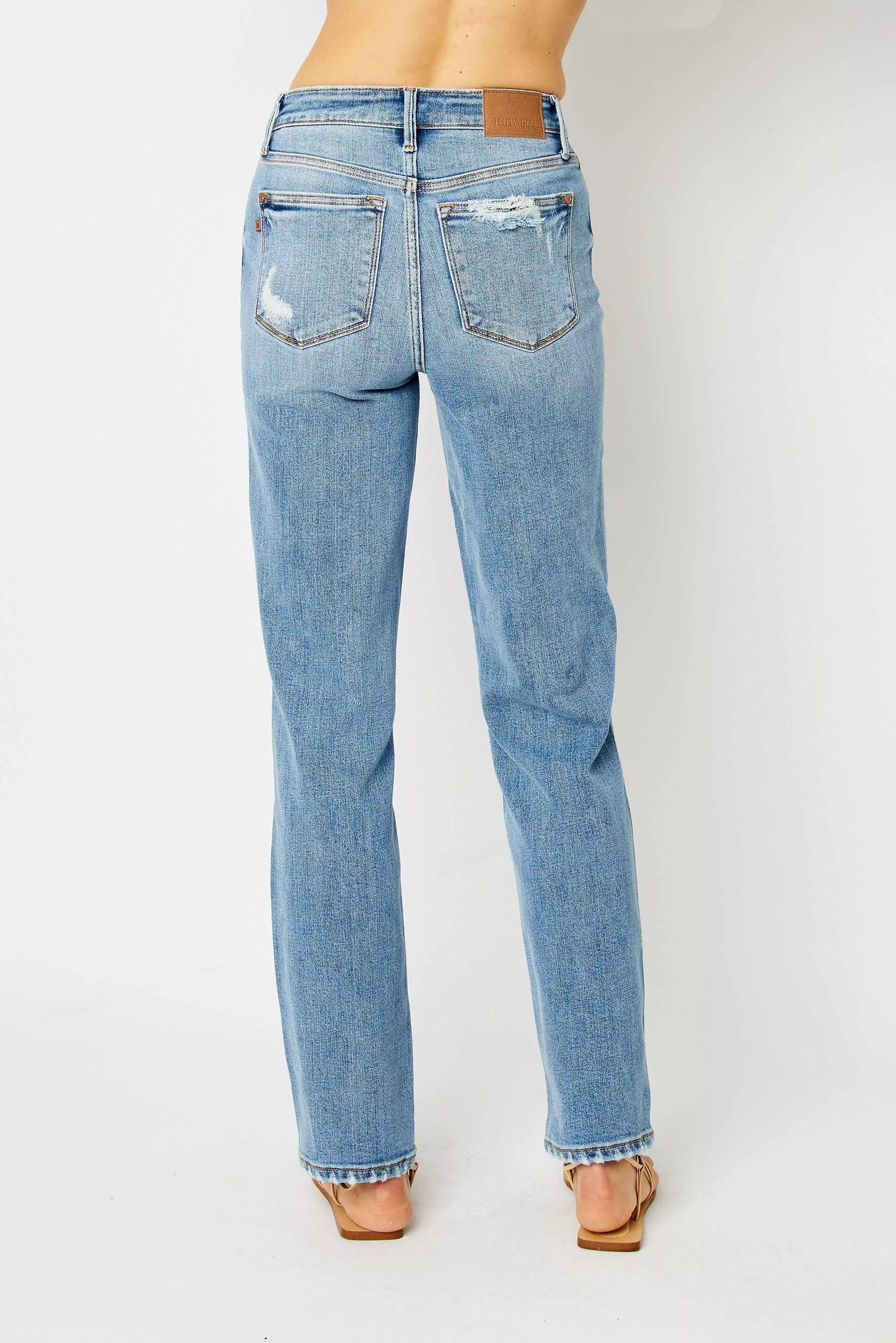 Judy Blue Full Size High Waist Straight Jeans with Heavy Destroy Plus Size - Sydney So Sweet
