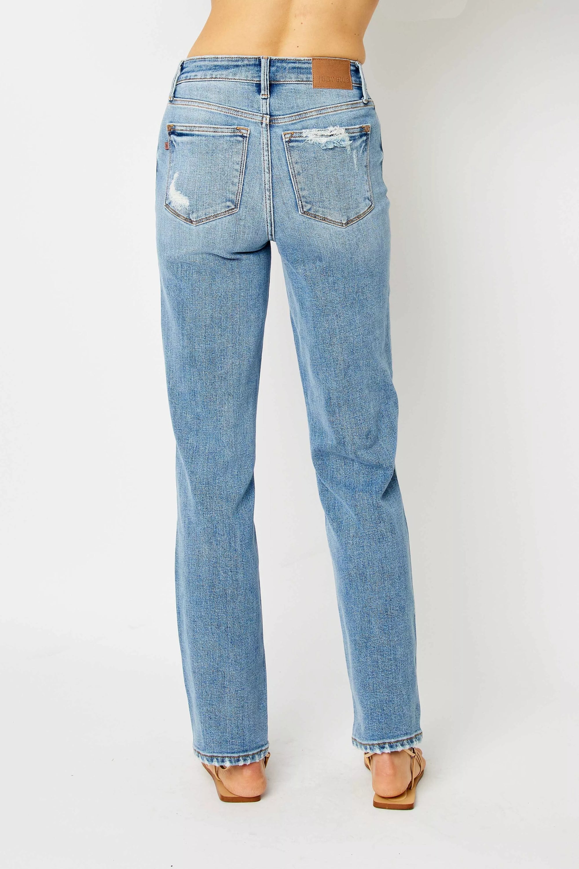 Judy Blue Full Size High Waist Straight Jeans with Heavy Destroy Plus Size - Sydney So Sweet