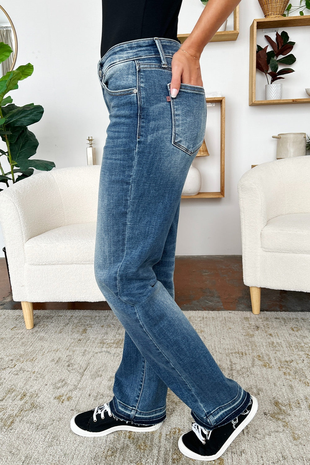 Judy Blue Full Size Mid Rise Release Hem Jeans - Sydney So Sweet