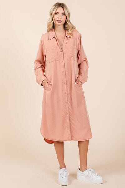 Mittoshop Button Down Long Sleeve Shirt Dress - Sydney So Sweet