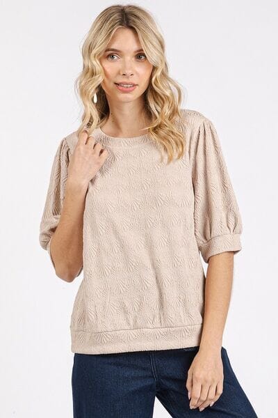Mittoshop Fan Shell Texture Short Puff Sleeve Knit Top - Sydney So Sweet