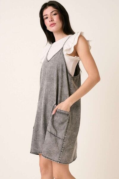 Mittoshop Washed Patch Pocket Mini Cami Denim Dress - Sydney So Sweet