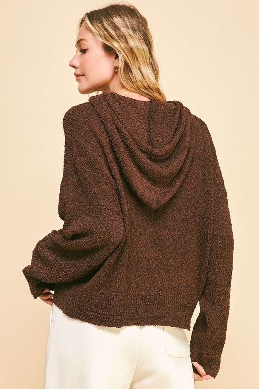 Davi & Dani Drop Shoulder Long Sleeve Hooded Sweater - Sydney So Sweet