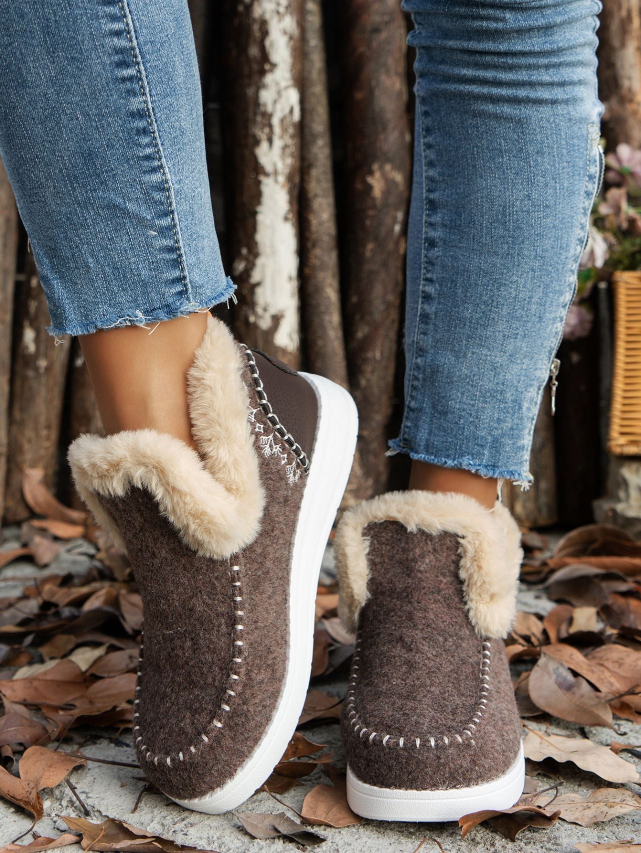 Furry Suede Round Toe Flat Sneakers - Sydney So Sweet