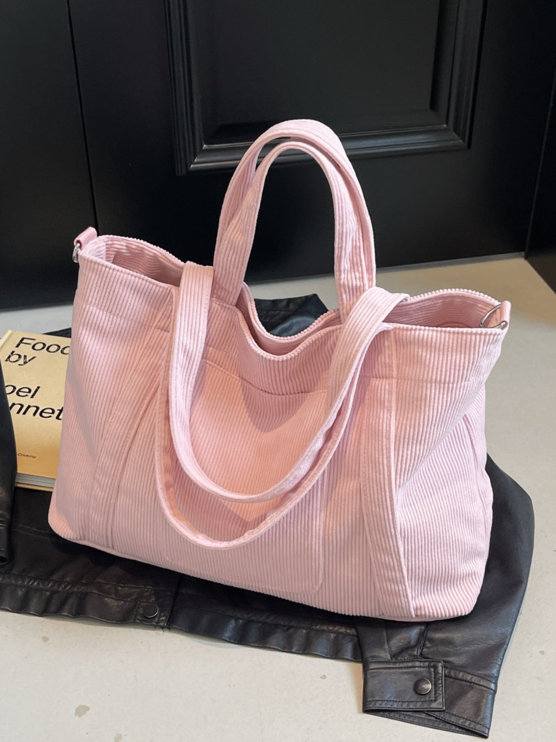 Corduroy Solid Large Tote Bag - Sydney So Sweet