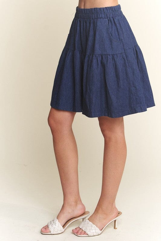 ADORA Elastic Waist Wide Leg Denim Shorts - Sydney So Sweet