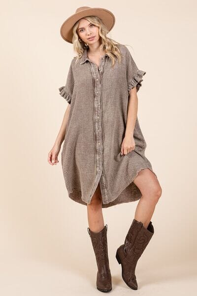 Mittoshop Mineral Wash Cotton Gauze Mini Shirt Dress - Sydney So Sweet