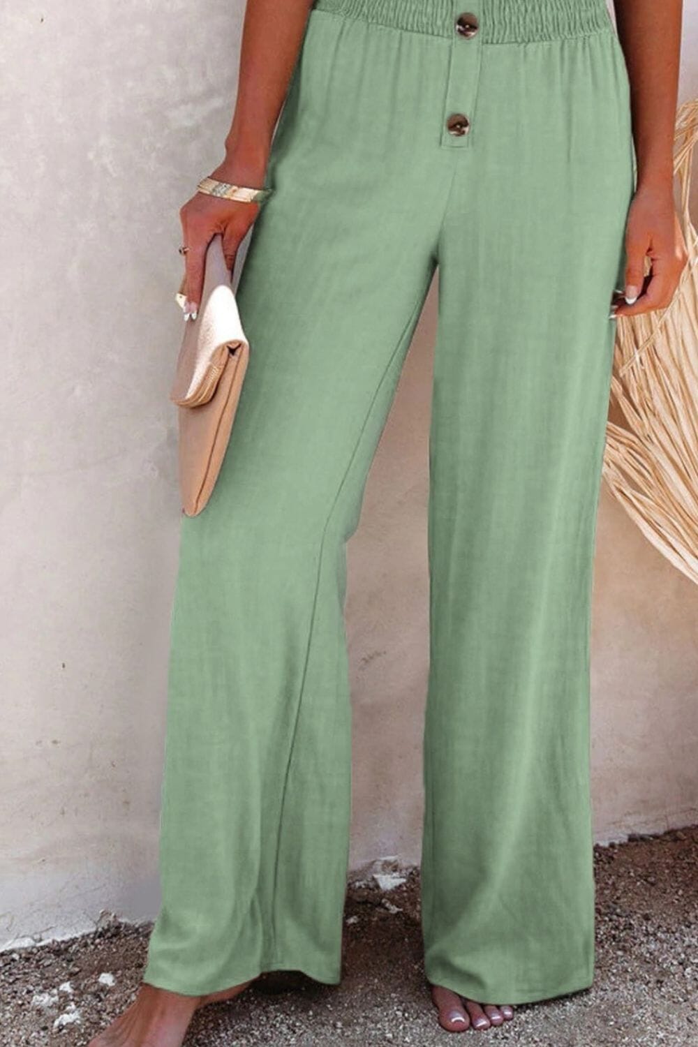 Full Size Decorative Button High Waist Pants - Sydney So Sweet