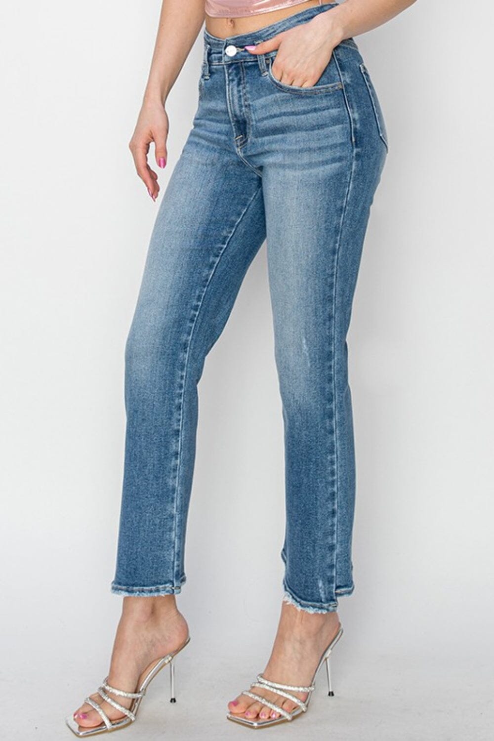 RISEN High Rise Slim Straight Jeans - Sydney So Sweet