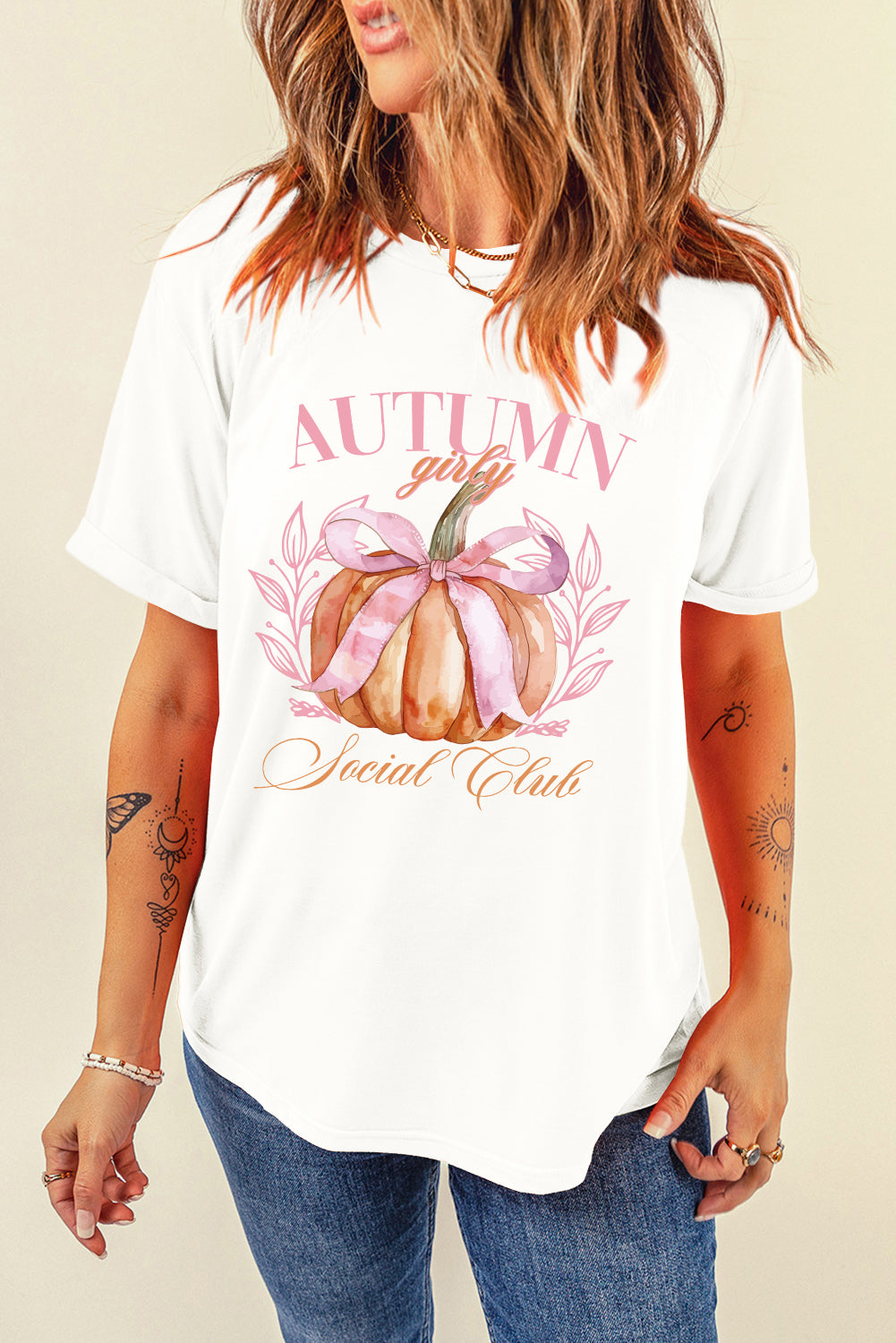 Pumpkin Graphic Round Neck Short Sleeve T-Shirt - Sydney So Sweet