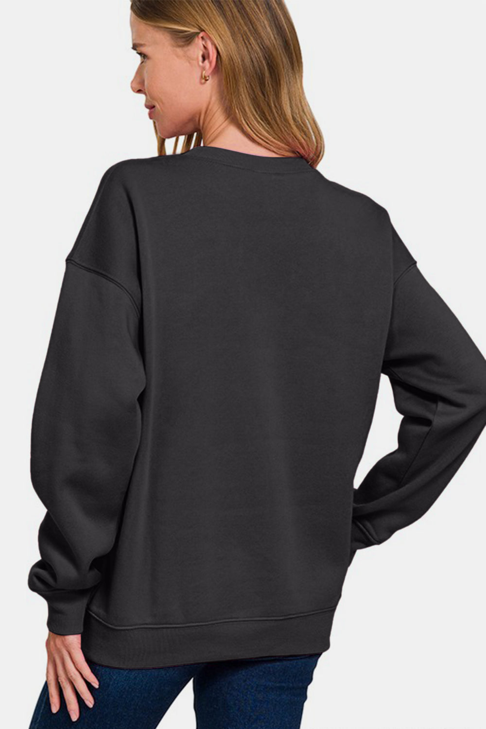 Zenana WEEKEND Round Neck Dropped Shoulder Sweatshirt - Sydney So Sweet