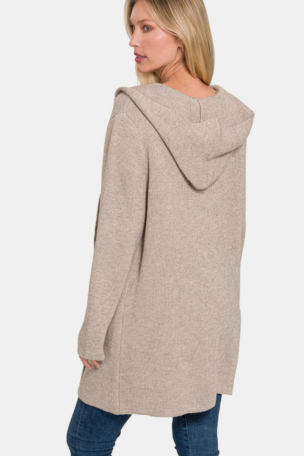 Zenana Hooded Open Front Sweater Cardigan - Sydney So Sweet