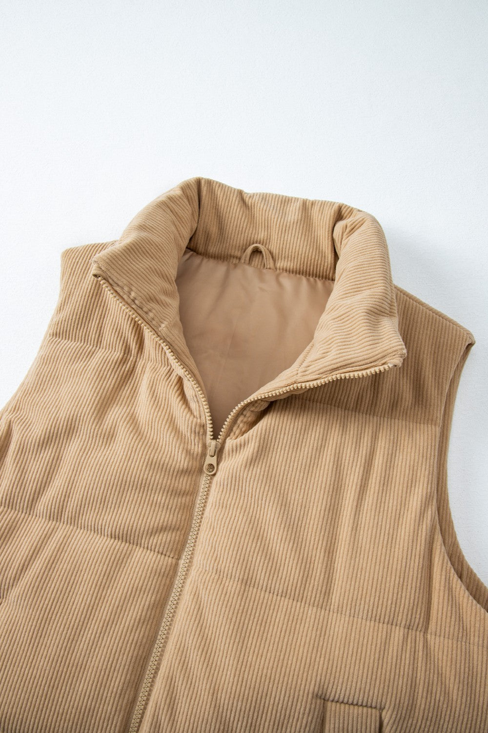 Pocketed Zip Up Turtleneck Vest Coat - Sydney So Sweet